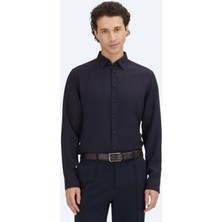 Kip Lacivert Regular Fit Dokuma Casual Gömlek