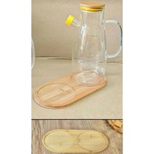 Bambu 2 Bölmeli Oval Yağdanlık ve Sosluk Altlığı - Şık Doğal Ahşap Görünümlü Stand, Mutfak Tezgahı Için Düzenleyici ve Çok Amaçlı Kullanım