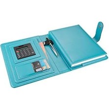 2k 5259 Ajanda Tarihsiz Kareli 17X24 Cm. Ajanda/defter Hesap Makineli Deri Organizer, Turkuaz