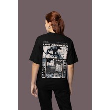 Sevbano Vintage Levi Ackerman Sırt Baskılı Unisex Oversize Attack On Titan Anime Tişört