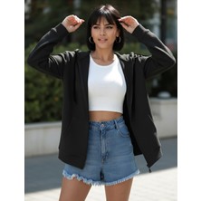 Unisex Üç Iplik Kapşonlu Hırka Fermuarlı Sweat
