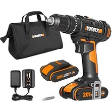 WX370.1 20V/2.0AH Li-On Çift Akülü Profesyonel Şarjlı Darbeli Matkap