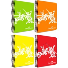 Şövalye Desenli Neon Spiralli Defter, A4, 120 Yaprak, 70G Kağıt, Düz Sayfa, Dayanıklı Kapak, Kolay Açılan Spiral Cilt, Asorti Renkler