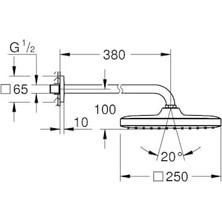 250 Cube Tepe Duşu ve Dirseği 38 cm Mat Siyah 266872430