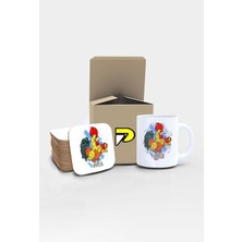 Horoz Tasarımlı Baskılı Kupa Bardak Seti, Eğlenceli Özel Hediye Mug