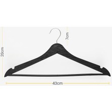 24 Adet Siyah Ahşap Görünümlü Plastik Askı Kıyafet Elbise Gömlek Askısı