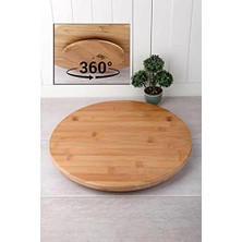34 cm Bambu Ahşap Döner Standlı Sunum Servis Pizza Kahvaltı Tahtası