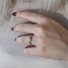 Oroline Kuyumculuk 8 Ayar Altın Kalp Tırnak Tektaş Kadın Yüzük