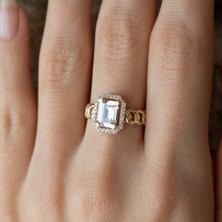 Oroline Kuyumculuk 8 Ayar Altın Baget Taşlı Kadın Yüzük