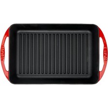 Metal Dikdörtgen Metal Kulplu Izgara Döküm Tava, 22X32, Kırmızı