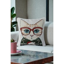 Visionario Kırlent Kılıfı Goblen Dokuma - Dekoratif Çift Taraflı Biyeli 45x45 cm