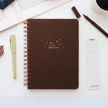 A5 Spiralli Sert Kapak Noktalı Tarihsiz Not Defteri Kahverengi