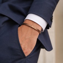 Sevil Gülgün Saf Bakır El Yapımı Ayarlanabilir Erkek Bileklik - Çekiç Dövme Bakır Kelepçe