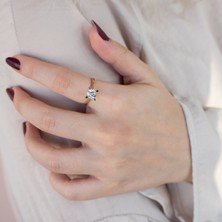 Oroline Kuyumculuk 14 Ayar Altın Badem Tırnak Tektaş Kadın Yüzük