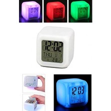 7 Renk Değiştiren Gece Lambası Masa Saati Alarm Termometre Özellikli Yeni Nesil Akıllı Masa Saati