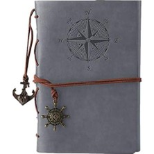 Deri Not Defteri, Klasik Spiral Not Defteri, Doldurulabilir Günlük, Eskiz Defteri, Astarsız Seyahat Günlükleri, Kız ve Erkek Çocukları Için Yazı Yazmak Için (Gri)