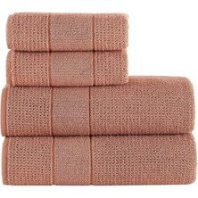 Tekstil Royality | 50X90-70X140 cm 4'lü Banyo Havlu SETI,%100 Pamuklu Havlu Takımı Kiremit