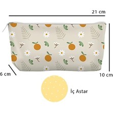 Kanvas Bez Kalemlik, Kalem Kutusu, Cüzdan, Körüklü, Iç Astarlı, 21X10X6CM (Portakal)