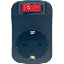 Tekli Siyah Anahtarlı Akım Korumalı Fiş Priz - Şok Korumalı Priz