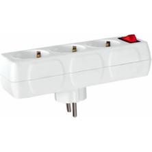 3lü Anahtarlı, Üçlü Topraklı Priz Duvar Tipi Çoklayıcı Fiş, Beyaz Renk, 16A 250 Volt, Max 3600 Watt (Beyaz)
