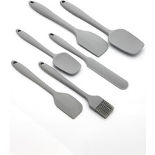 6'lı Silikon Mutfak Spatula Seti, Bpa Içermez, Yüksek Dayanıklı, Gri Renk, Hediye Soyacak ile