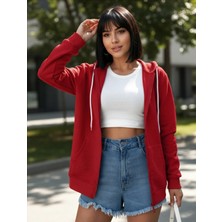 Unisex Üç Iplik Kapşonlu Hırka Fermuarlı Sweat
