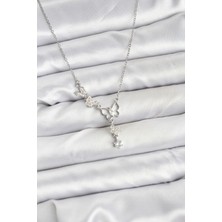 Pazarcan 316L Çelik Zincir Gümüş Renk Kelebek Model Kadın Kolye