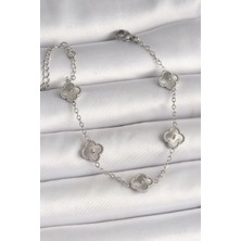 Pazarcan 316L Çelik Gümüş Renk Işlemeli Baby Boy Yonca Model Kadın Bileklik