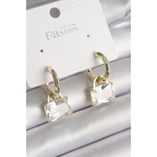 Pazarcan Pirinç Gold Renk Sallantı Zirkon Taşlı Çanta Model Kadın Küpe