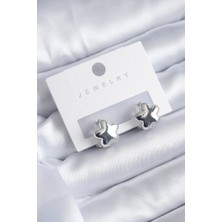 Pazarcan Gümüş Renk Yıldız Model Yıldız Model Pirinç Kadın Küpe