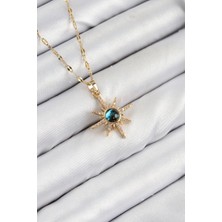 Pazarcan 316L Çelik Zirkon Taşlı Kutup Yıldızı Model Gold Renk Kadın Kolye