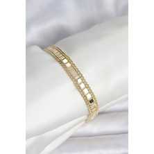 Pazarcan 316L Çelik Gold Renk Pullu Zincir Model Kadın Bileklik