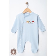 Miniel Unisex Cosy Season Baskılı 0-6 Ay Penye Organik Pamuklu Patikli Bebek Tulum