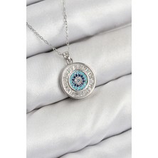 Pazarcan Pirinç Zirkon Taşlı Su Yolu Nazar Model Gümüş Renk Kadın Kolye