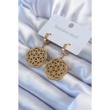 Pazarcan 316L Çelik Gold Renk Lotus Model Kadın Küpe