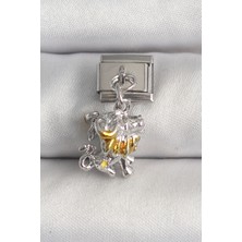 Pazarcan 316L Çelik Gümüş Renk Sallantı Aslan Model Nomination Charm