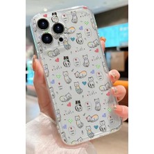 3gen Case Iphone 14 Pro Max Kılıf Desenli Şeffaf Silikon Kılıf Cat9
