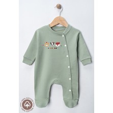 Miniel Unisex Cosy Season Baskılı 0-6 Ay Penye Organik Pamuklu Patikli Bebek Tulum