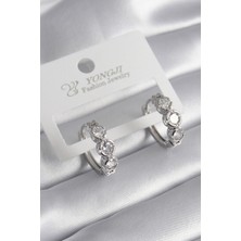 Pazarcan Pirinç Gold Renk Zirkon Taşlı Kalp Detay Kadın Küpe