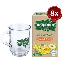 Doğadan Ayvalı Ihlamur Çay 18'li x 8 ve Doğadan Cam Bardak Hediyeli