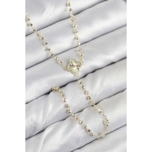 Pazarcan Pirinç Zirkon Taşlı Yonca Model Gold Renk Kadın Y Kolye