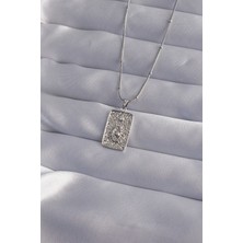 Pazarcan 316L Çelik Zincir Gümüş Renk Lazer Işlemeli Göz Figür Tarot Kolye