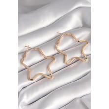 Pazarcan Pirinç Gold Renk Yıldız Model Kadın Küpe