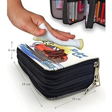 Kalem Kutusu Araba Desenli Kawai Organizer Kalemkutu Vegan Deri Üç Bölmeli Kalemlik Siyah