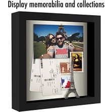 Americanflat 8x8 Gölge Kutusu Çerçeve Siyah Yumuşak Sırtlı - Duvar ve Masa Üstü Için Kırılmaya Dayanıklı Camlı Kompozit Ahşap - 2'li Paket