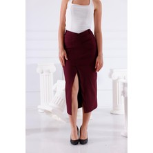 La Pante Kemer Çapraz Önden Yırtmaçlı Siyah Etek