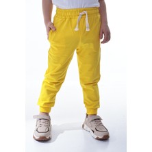 CQCQ Sarı Unisex Çocuk %100 Pamuk Günlük Jogger 2 İplik Eşofman Altı – 12 Ay – 5 Yaş