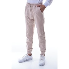 CQCQ Erkek Çocuk Dalgıç Kumaş Krem Eşofman Altı – Esnek Rahat Kalıp Spor Pantolon