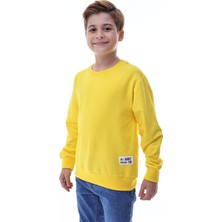 CQCQ Basic Erkek Çocuk Sarı 2 İplik Sweatshirt Rahat Kalıp %100 Pamuk Günlük