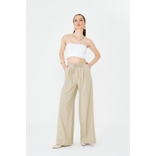 La Pante Bel Lastikli Bağcıklı Bol Paça Pantolon